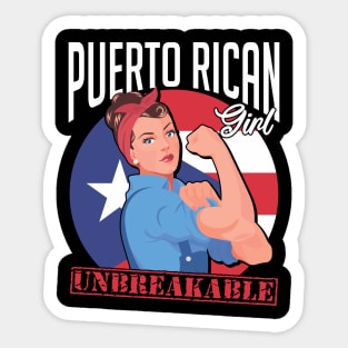 Strong Puerto Rican Girl Unbreakable Sticker